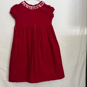 Adorable Red Kids Dress with Checkered Collar